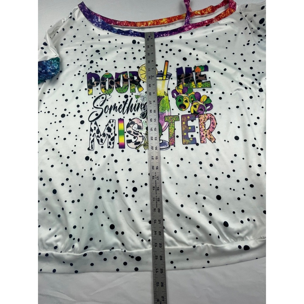 Womens Plus SZ 5X Off Shoulder Pour Me Something Mister Mardi Gras blouse 00805 - Picture 4 of 6